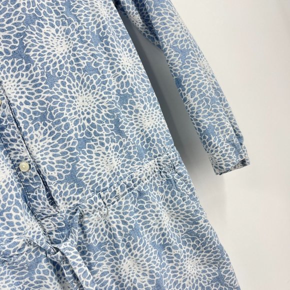 J. Crew Mercantile Romper Blue White Three-Quarter Sleeve Printed Preppy Size 00 - Picture 4 of 9